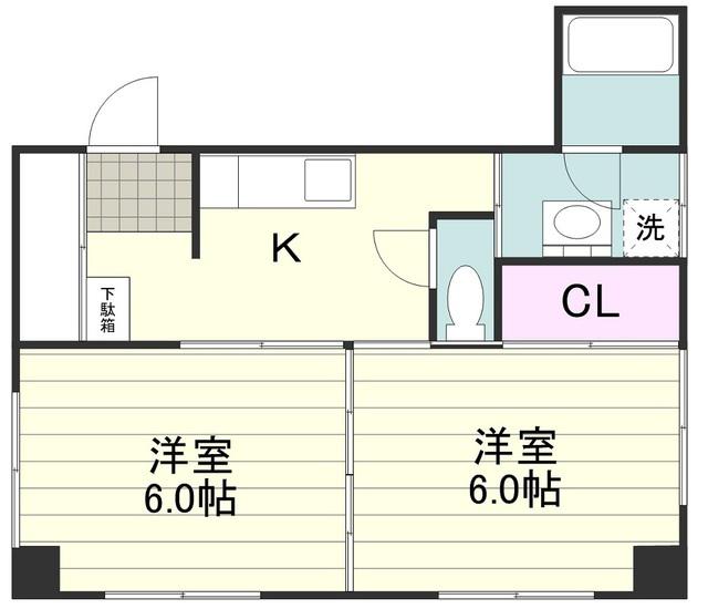 西村ハイツ(2K/2階)の間取り写真