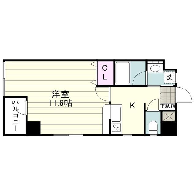 ガーデンプレイス鴨池(1K/2階)の間取り写真