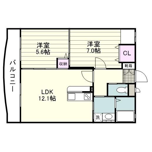 エクセレンス昴(2LDK/2階)の間取り写真