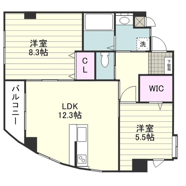 リアン西田橋(2LDK/3階)の間取り写真