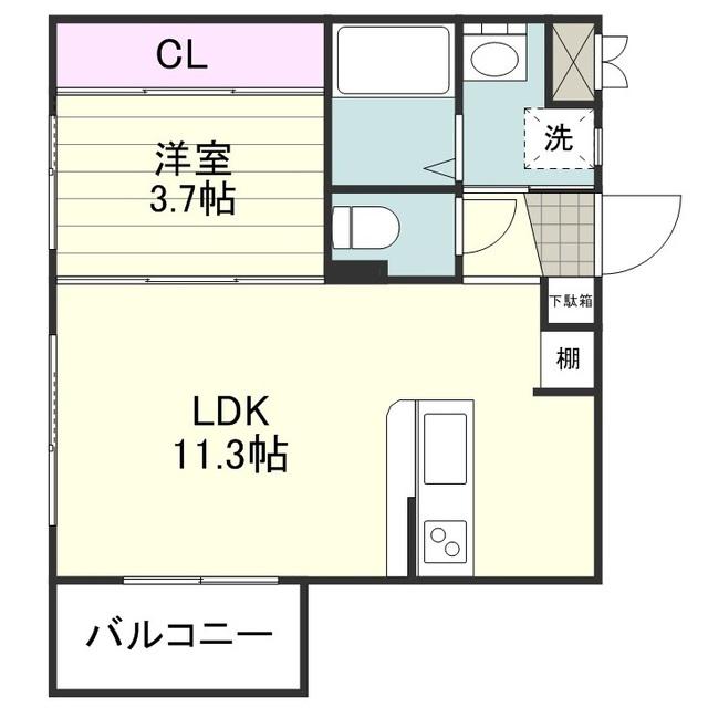 ラ・シャン・メルベ(1LDK/2階)の間取り写真