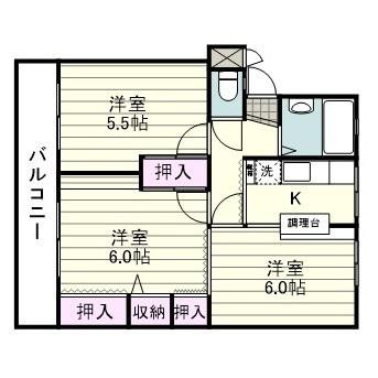 徳永マンション(3K/4階)の間取り写真