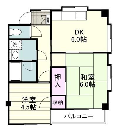 米倉コーポ(2DK/1階)の間取り写真
