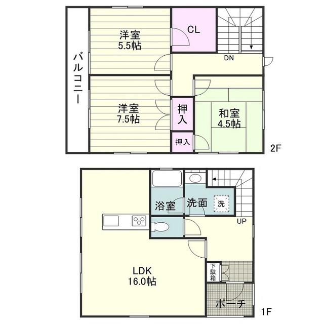 タウンハウス伊敷台(3LDK)の間取り写真