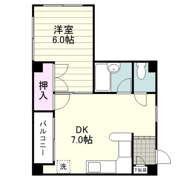 ハイツ福田(1DK/3階)の間取り写真