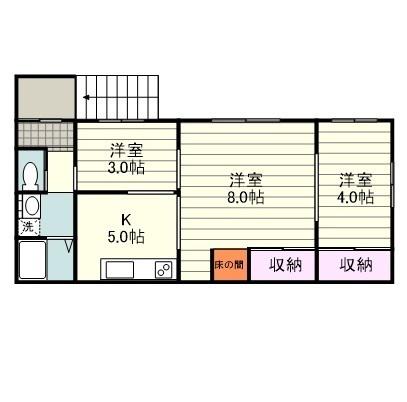 九州新幹線 鹿児島中央駅 徒歩24分 2階建 築27年(3K)の間取り写真