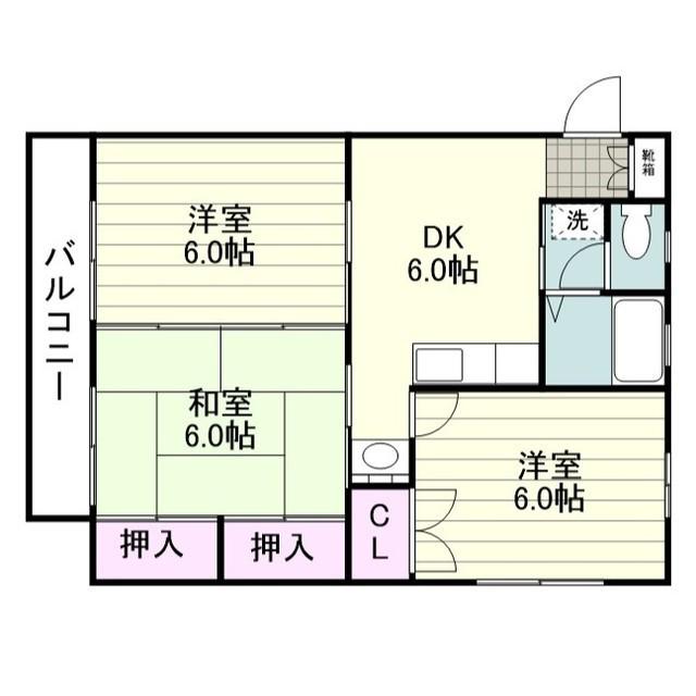 ハピネスハイツ(3DK/2階)の間取り写真