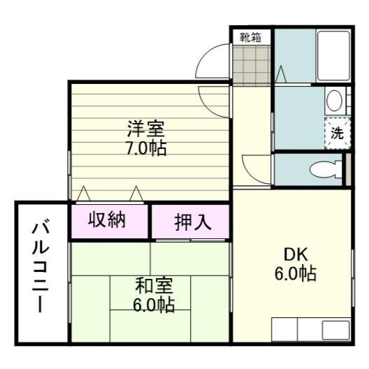 メルヴェーユSA棟(2DK/2階)の間取り写真