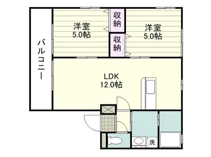 ライトヒルズ明和(2LDK/2階)の間取り写真