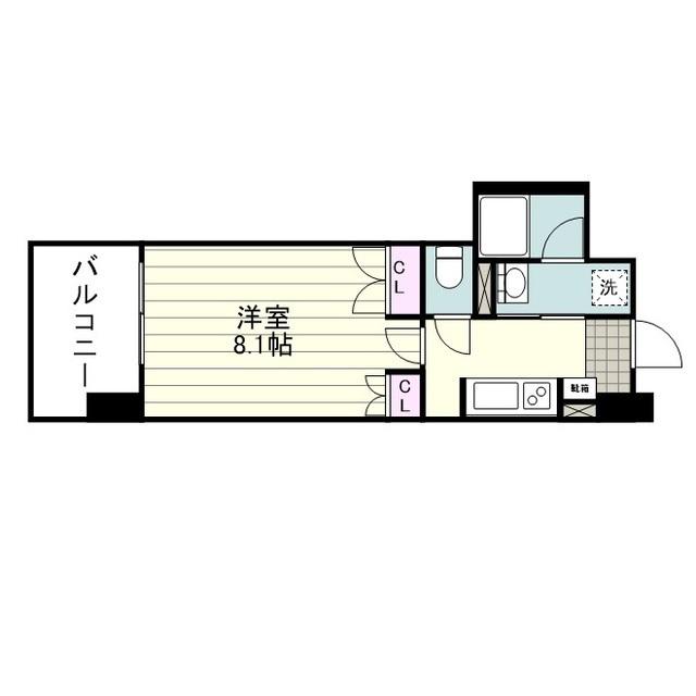RJRプレシア郡元Ⅲ(1K/9階)の間取り写真
