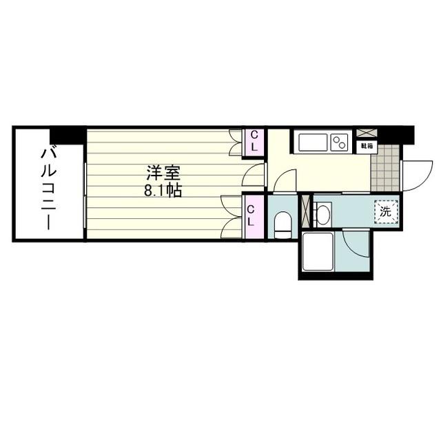 RJRプレシア郡元Ⅲ(1K/8階)の間取り写真