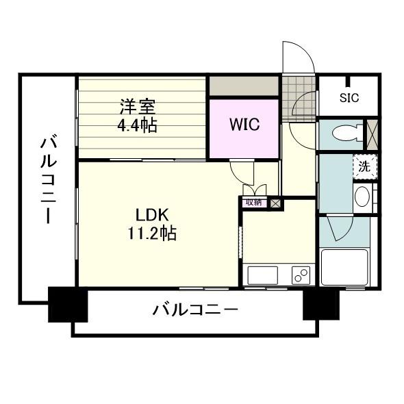 RJRプレシア郡元Ⅲ(1LDK/6階)の間取り写真