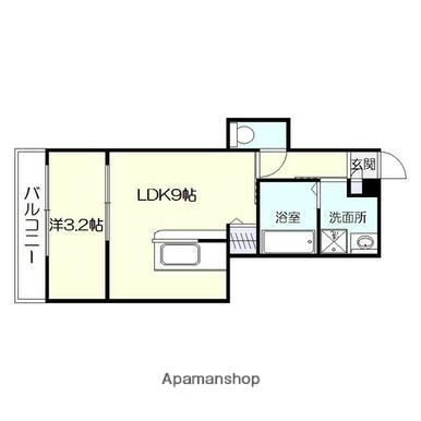 ドレッセ草牟田(1LDK/2階)の間取り写真