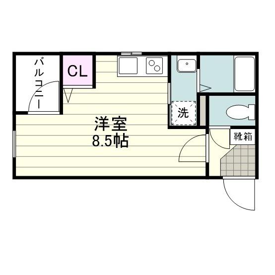 アンバーKAKUIDA(ワンルーム/2階)の間取り写真