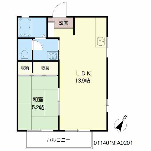 ディアス武岡(1LDK/2階)の間取り写真