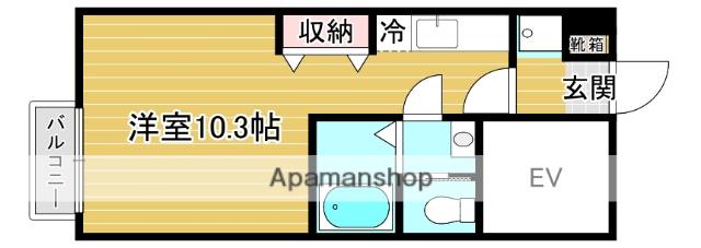 GRACE COURT 荒田(ワンルーム/2階)の間取り写真