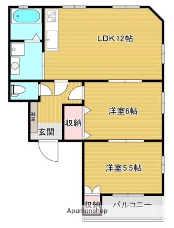 永秀ハイツⅤ(2LDK/2階)の間取り写真