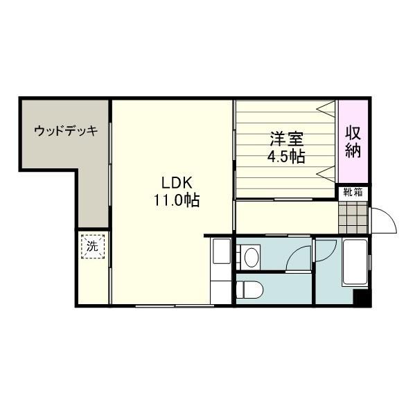 イシカワビル(1LDK/1階)の間取り写真