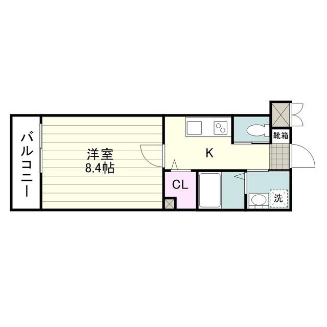 ライトフラワー(1K/3階)の間取り写真