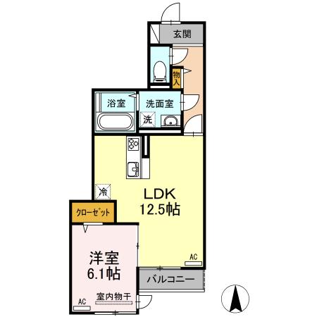 エルレープⅢ(1LDK/2階)の間取り写真
