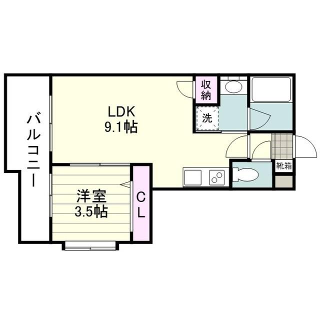 シンシア(1LDK/3階)の間取り写真