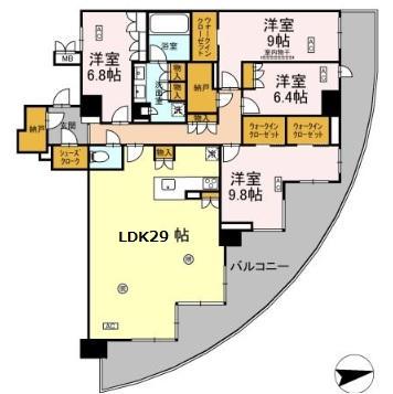 ザ・パークハウス 鹿児島中央タワー2007号(4LDK/20階)の間取り写真