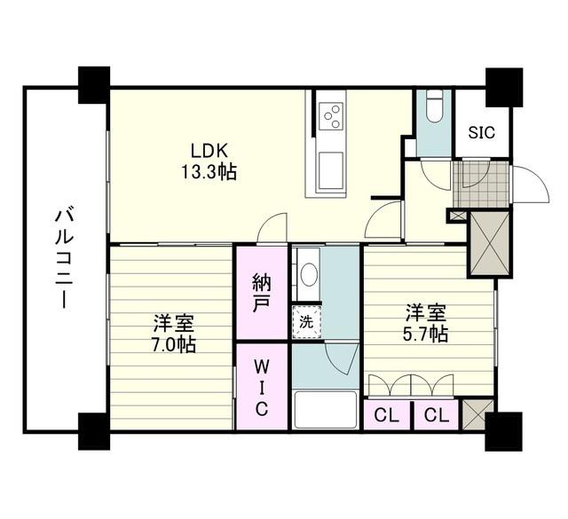 RJRプレシア鹿児島駅前(2LDK/12階)の間取り写真