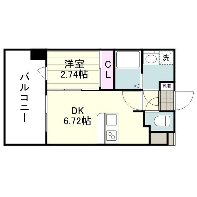 リアンシエルブルー高麗(1DK/4階)の間取り写真