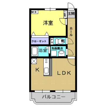 マーブルハイツ坂元B(1LDK/2階)の間取り写真