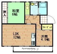 グランビュー日之出(2LDK/2階)の間取り写真