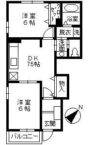 ファースト・ブランチⅡ(2DK/1階)の間取り写真