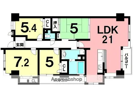 コアマンション郡元ネクステージ(4LDK/7階)の間取り写真