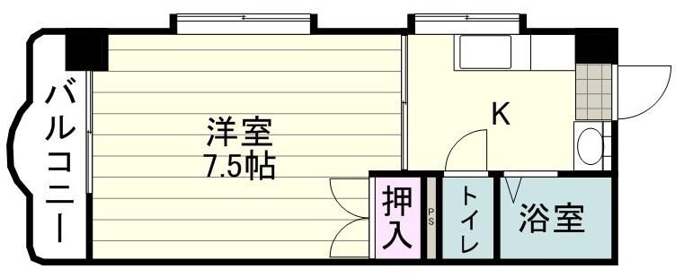 アーバンハイツ荒田(1K/2階)の間取り写真