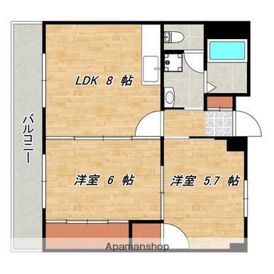 プロムナード西田(2LDK/2階)の間取り写真