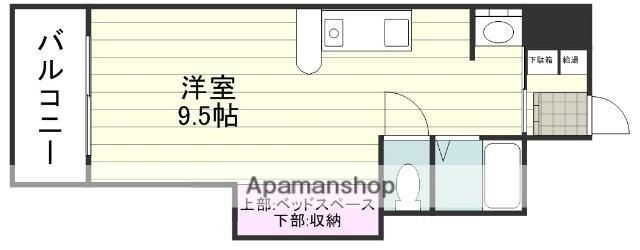 第2津曲コーポ(ワンルーム/6階)の間取り写真