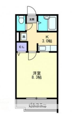 ボヌール武(1K/3階)の間取り写真