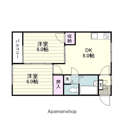 クオレ西郷C(2DK/2階)の間取り写真