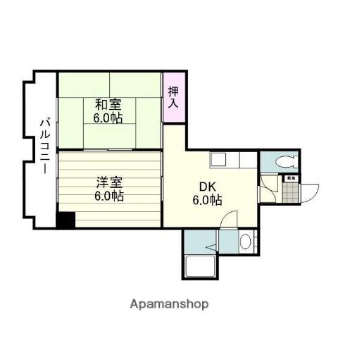 エクステンド清水町(2DK/2階)の間取り写真