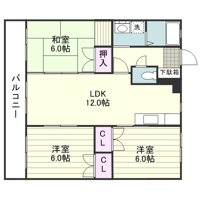 ソレーユ(3LDK/3階)の間取り写真