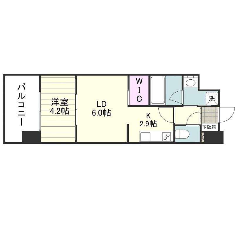 RJRプレシア郡元(1LDK/7階)の間取り写真