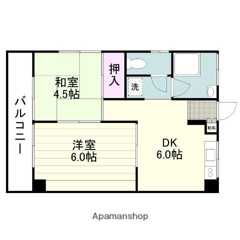 トパーズ東谷山(2DK/1階)の間取り写真