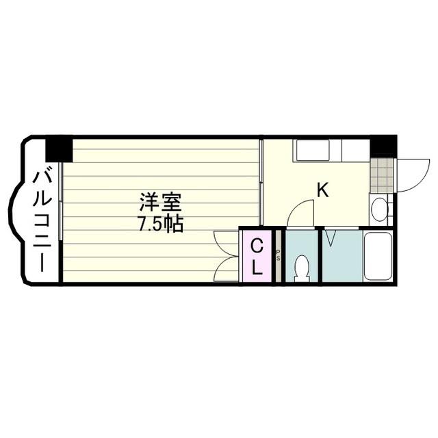 アーバンハイツ荒田(1K/2階)の間取り写真