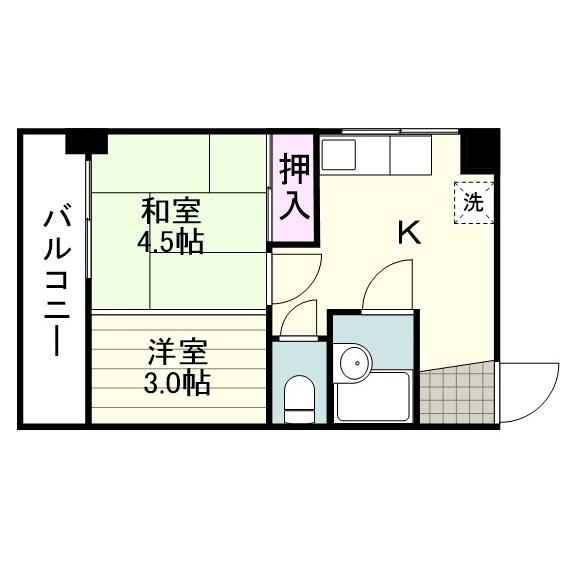 グリーンパークビル(1K/5階)の間取り写真