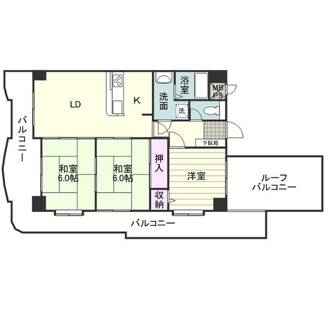 トーカンマンション平之町(3LDK/3階)の間取り写真