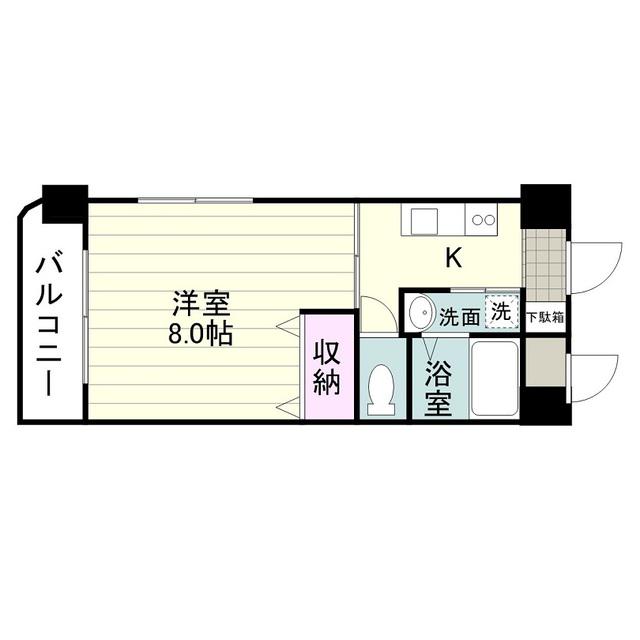 ボヌール紫原(1K/2階)の間取り写真