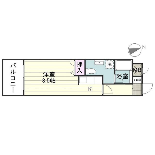 ブーゲンヒルズ(ワンルーム/2階)の間取り写真