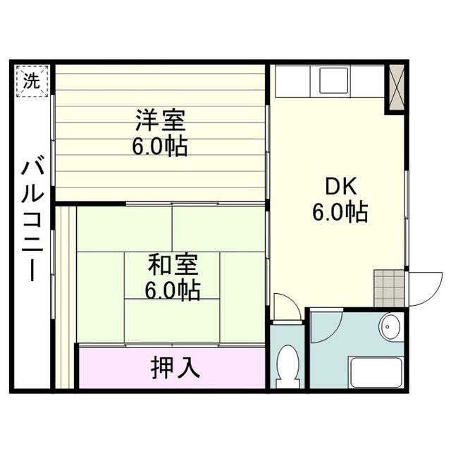 松木ハイツ(2DK/2階)の間取り写真