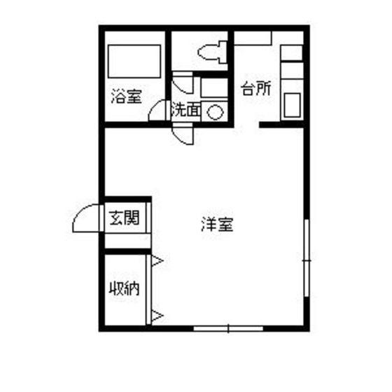 城山コーポ出会い坂(ワンルーム/1階)の間取り写真