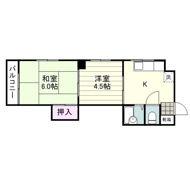 ウエストリバー新照院(2K/2階)の間取り写真