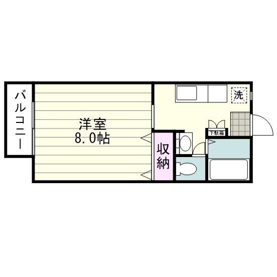 ペガサス3(1K/1階)の間取り写真